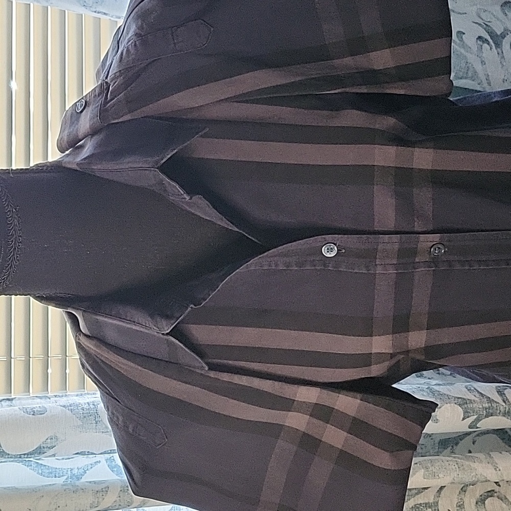Burberry ladies blue black and gray plaid shirt
